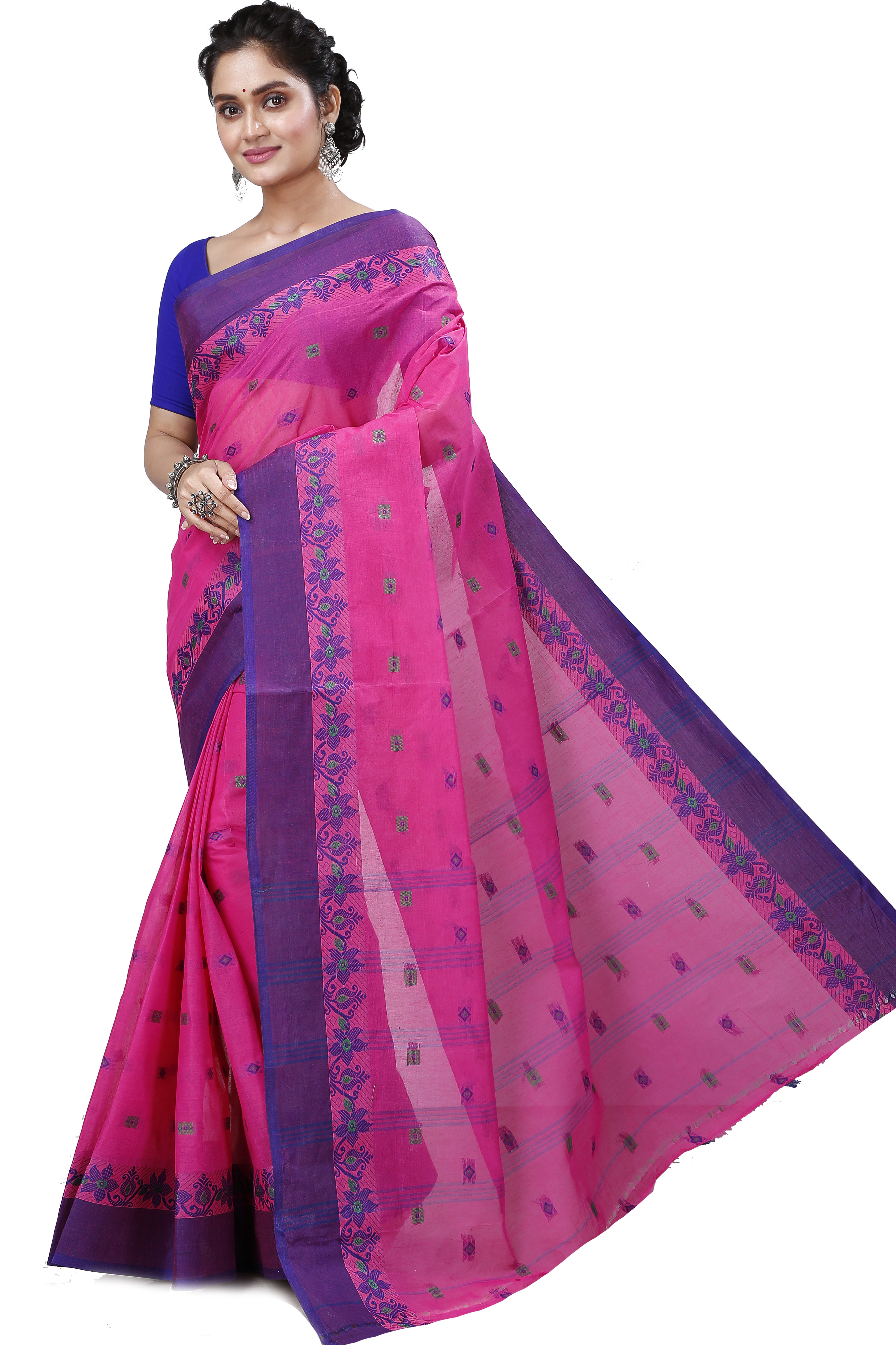 Purple Pure Cotton Ramala Tant Saree (962)